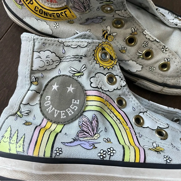 Converse All Star Girls Camp Size 2  Sneakers Without Laces - Picture 2 of 10